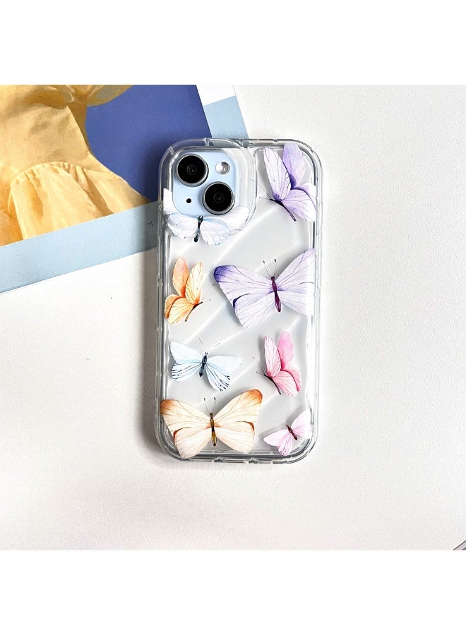 NIBEMINENT Spring Colored Butterflies Protective TPU Case Cover For iPhone 15 Plus Clear - Image 1