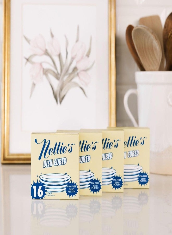 Nellie's Dish Cubed - 64 pack (4 boxes of 16 packs) - Eco-Conscious Dishwasher Detergent - Less Plastic, More Planet Friendly - Space-Saving - Effective on Grease and Grime - (Made in Canada) - Image 2