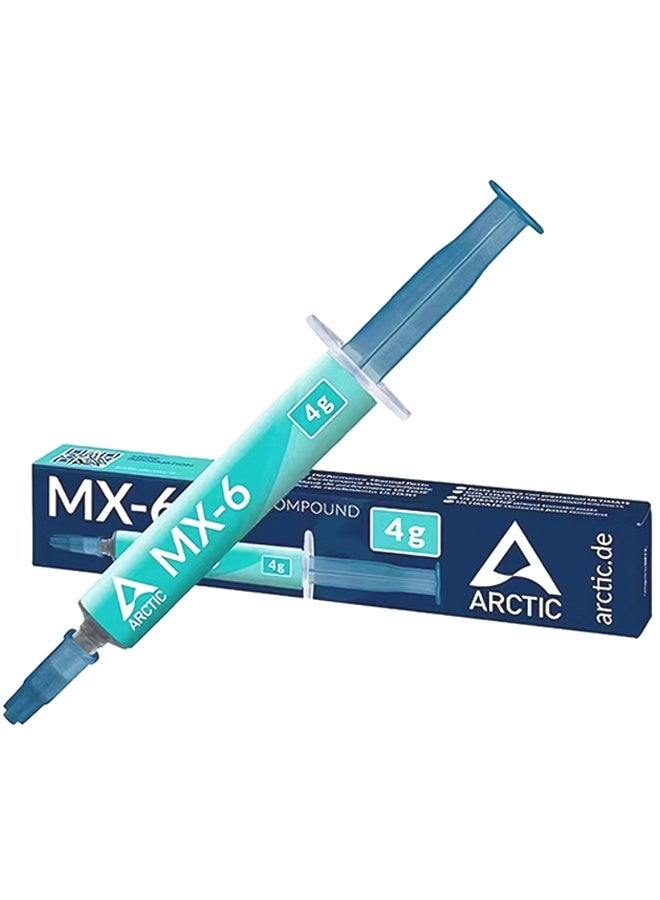 أركتيك معجون حراري MX-6 (4 غرام) - أداء فائق لوحدات المعالجة المركزية، وأجهزة الألعاب، وبطاقات الرسومات، وأجهزة الكمبيوتر المحمولة، يتميز بموصلية حرارية عالية جدًا، ومتانة طويلة، وغير موصل للكهرباء. - Image 1