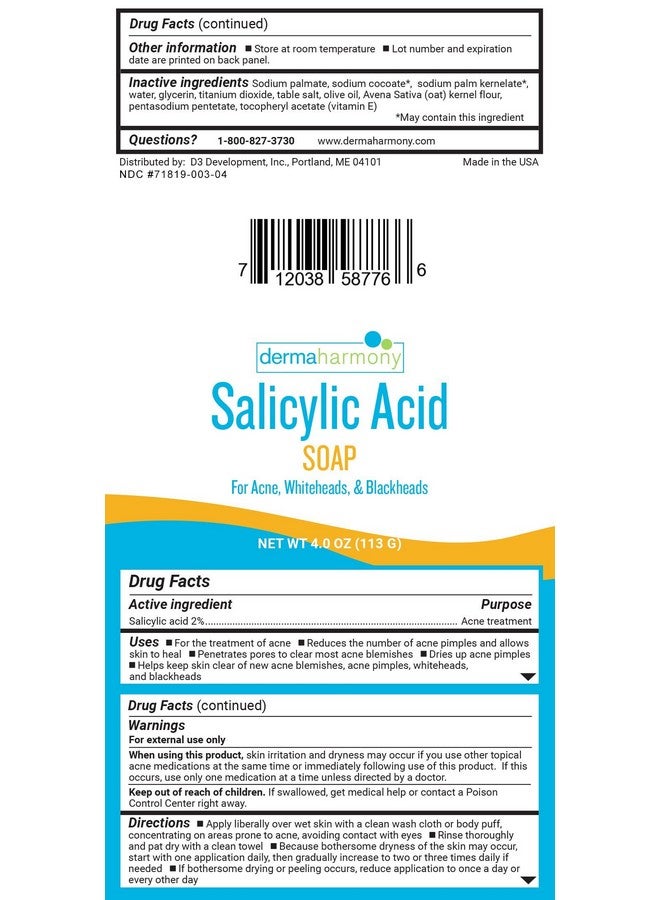 Dermaharmony 2% Salicylic Acid Natural Soap For Acne (4 Oz Bar) - Image 2