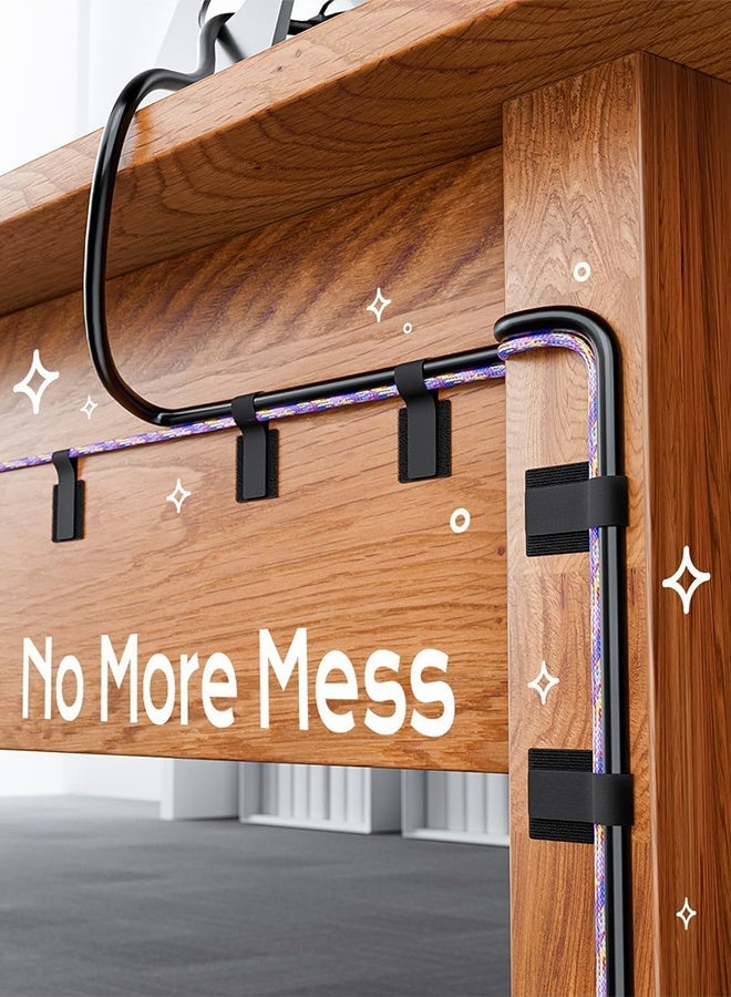 60 Pack Black Reusable Hook & Loop Adhesive Cable Ties, Adjustable Sticky-Back Cord Organizer Straps for Wire Management Home Office Kitchen Appliances Electronics Desk - Image 5