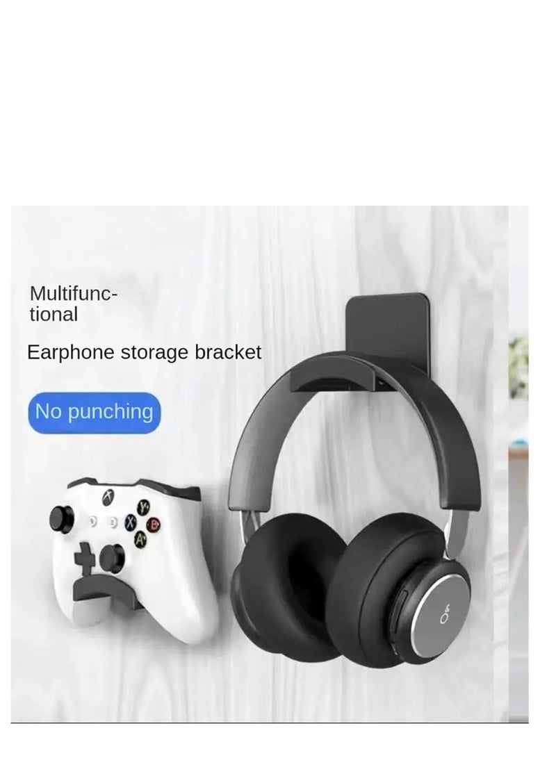 Headphone Stand, Sticky Headphone Stand, 2-in-1 Durable Headset & Game Controller Stand - Desktop Storage ShelfBedroomLiving Room - Space-Saving Storage Shelf (3 pieces)  - Image 1