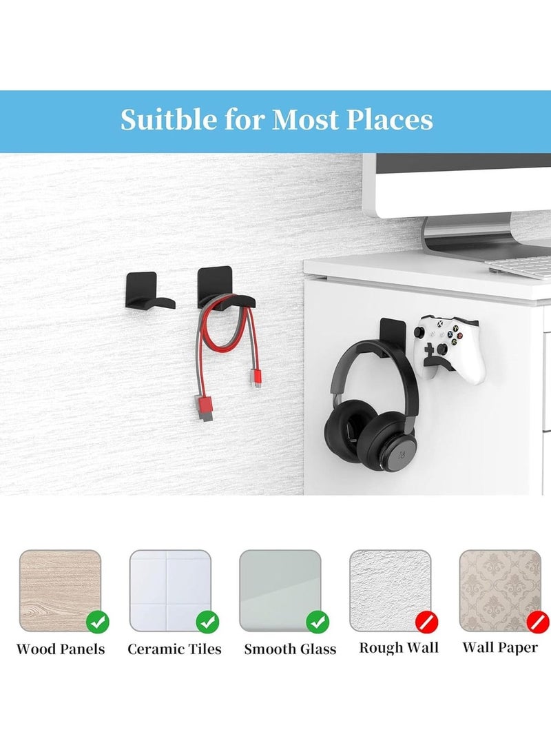 بابونا حامل سماعة رأس ، حامل سماعة رأس لاصق ، سماعة رأس متينة 2 في 1 وحامل تحكم في الألعاب - رف تخزين سطح المكتبغرفة النوم غرفة المعيشة - رف تخزين موفر للمساحة (3 قطع) - Image 4