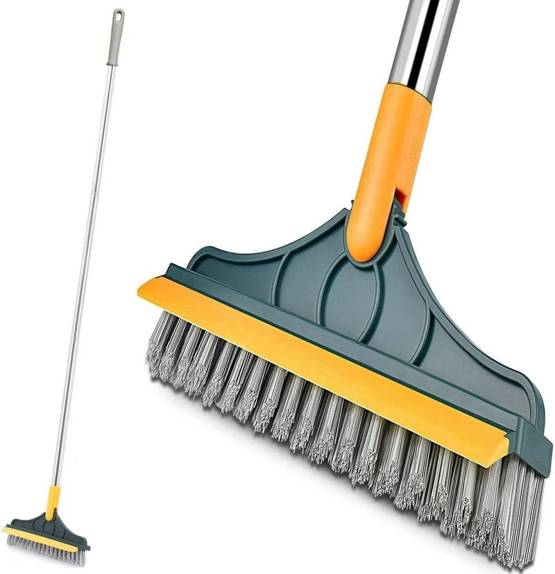 ASHGUJ MultiFunctional Bathroom Cleaning Brush with Wiper Long Handle and 120 Rotating Head for Comprehensive Tile and Floor Cleaning 