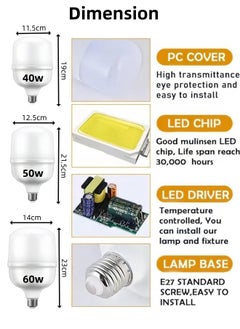 HUA QIANG WANG LED Light Bulb Warm White Energy Saving E27 LED Lamps Indoor Outdoor Home Lighting (40W/50W/60W) High Brightness Light Bulb  - Image 2