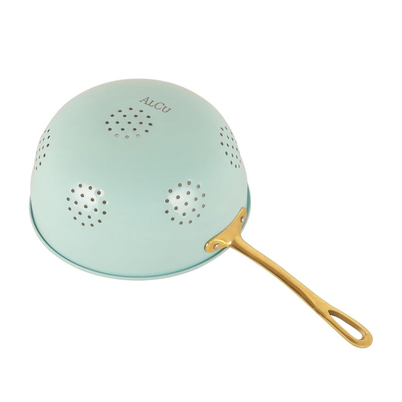 ALCU Colander with Brass Handle Blue Stylish MultiFunctional Kitchen Essential Stainless Steel Colander AntiRust Kitchen Items Colander for Washing Fruits Vegetables - Image 3