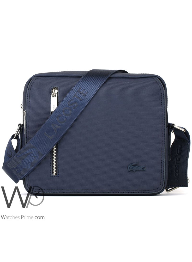 لاكوست حقيبة كروس بودي ماسنجر لاكوست زرقاء شنطة صغيرة للكمبيوتر المحمول لابتوب ميني للرجال - Image 1