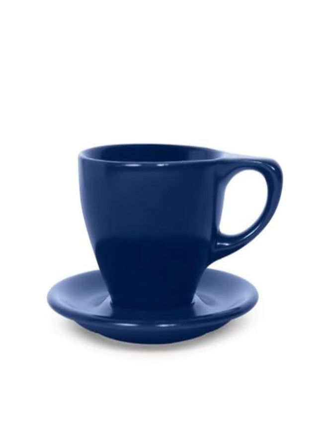 notNeutral Lino Porcelain Cup & Saucer Large Latte 12 oz (Indigo) - Image 1