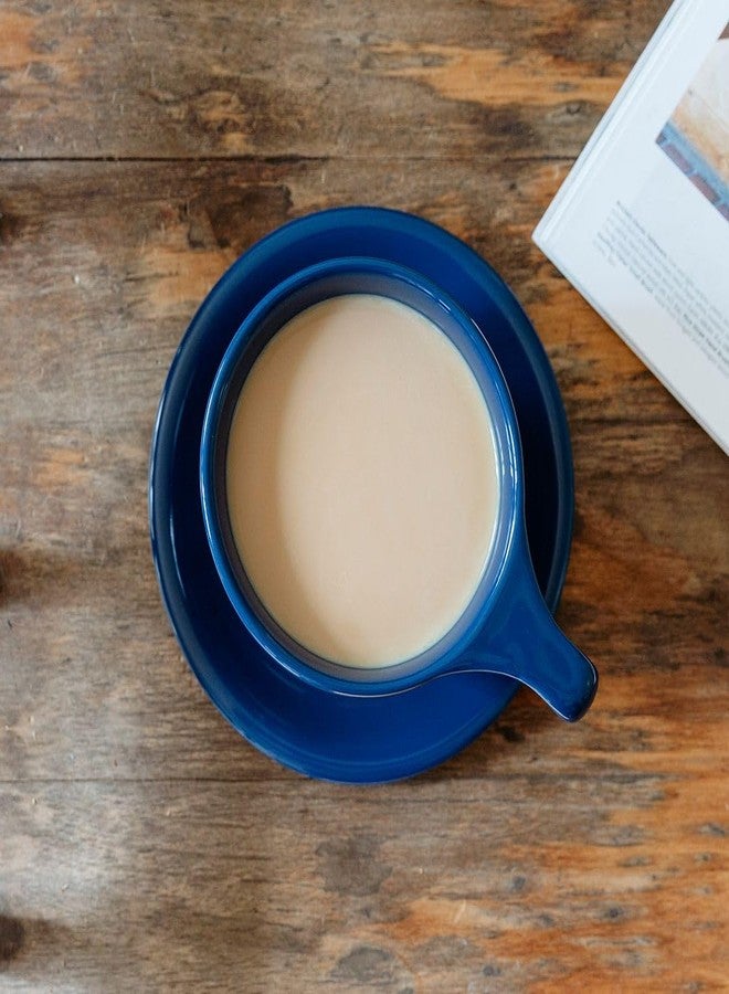 notNeutral Lino Porcelain Cup & Saucer Large Latte 12 oz (Indigo) - Image 5