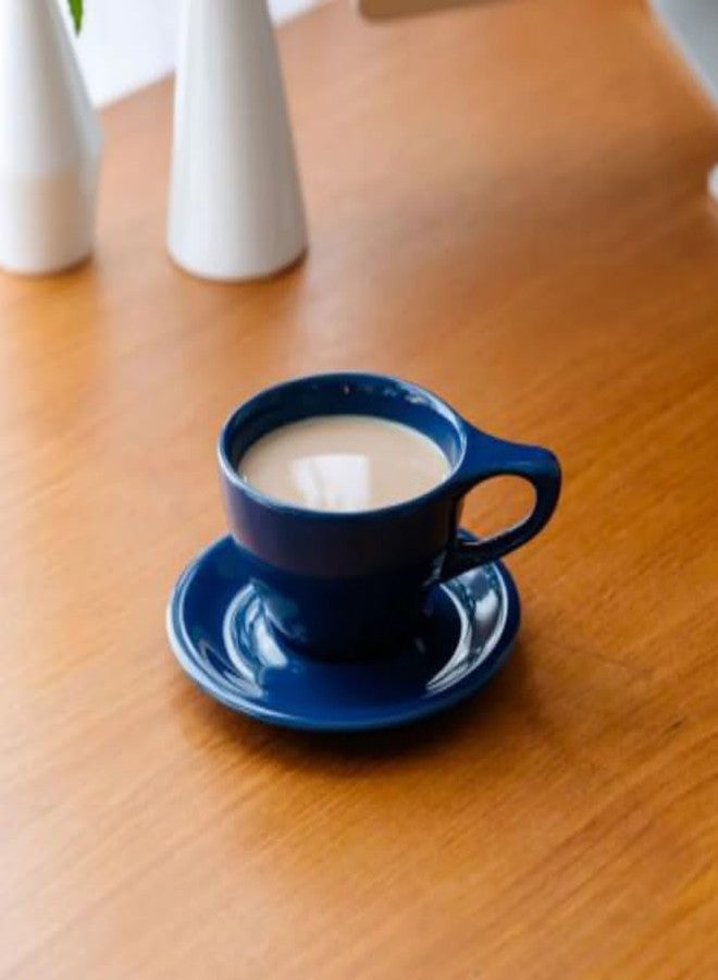 notNeutral Lino Porcelain Cup & Saucer Large Latte 12 oz (Indigo) - Image 2