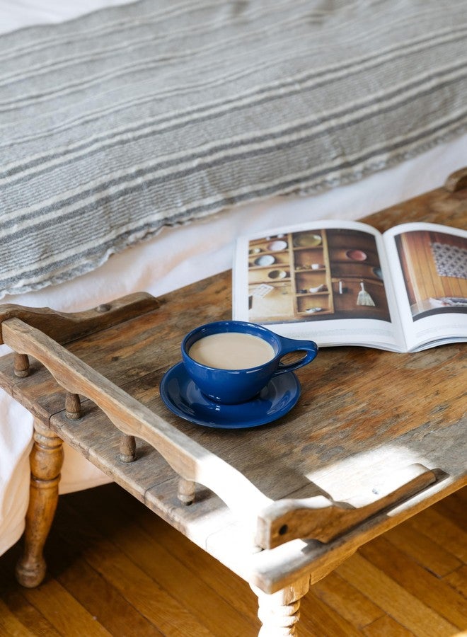 notNeutral Lino Porcelain Cup & Saucer Large Latte 12 oz (Indigo) - Image 4