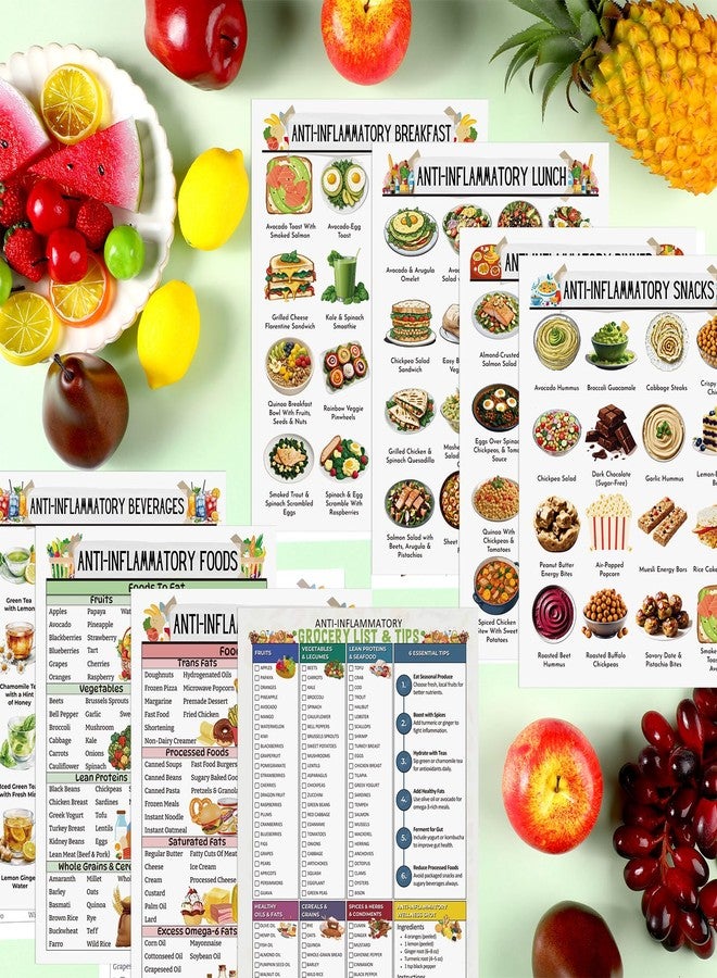 قائمة طعام مضادة للالتهابات من سينلود (12 قطعة) - مخطط وجبات مضادة للالتهابات - ملصق تغذية ومشتريات البقالة لصحة الأمعاء للمطبخ - Image 5