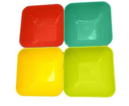 Thrivanta Thrivanta Plastic Unbreakable Colorful Mixing Bowl BPA Free nut Candy Serving Bowls Reusable Plastic Salad Bowl for Party SquareSet of 4 - Image 4