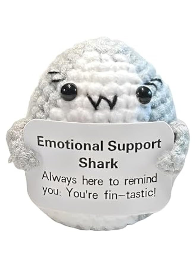 NIBEMINENT Positive Crochet Gifts, Crocheted Emotional Support Animal, Unique Birthday Gift for Shark Lovers Friends Women Men (Grey) - Image 1