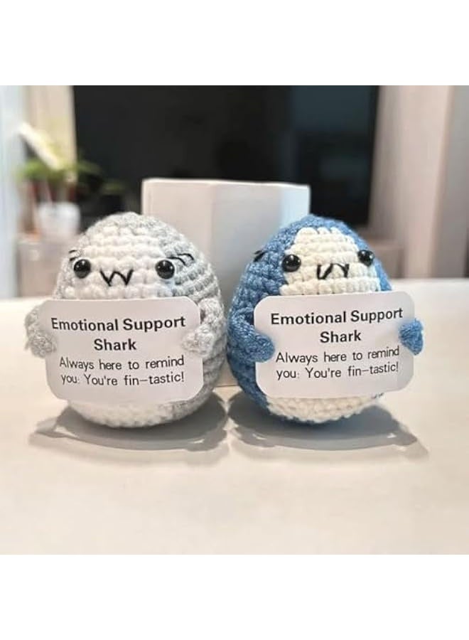 NIBEMINENT Positive Crochet Gifts, Crocheted Emotional Support Animal, Unique Birthday Gift for Shark Lovers Friends Women Men (Grey) - Image 3