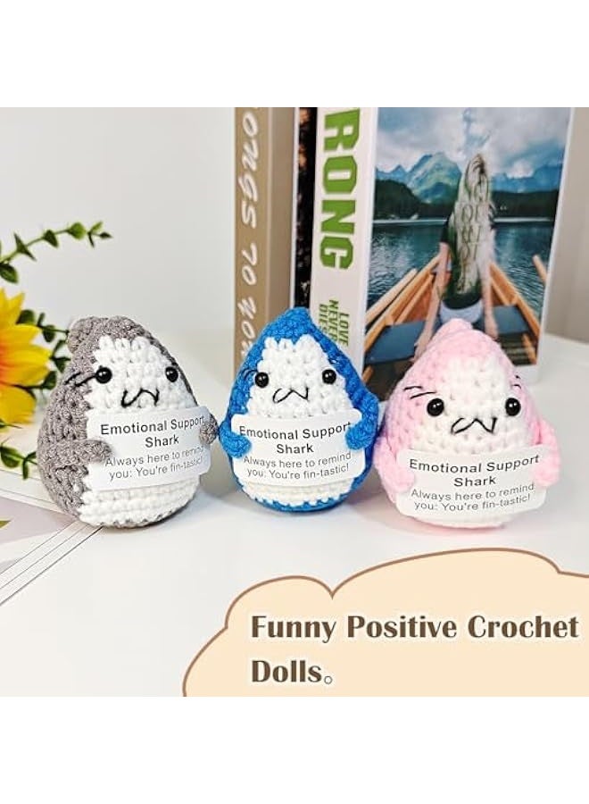 NIBEMINENT Positive Crochet Gifts, Crocheted Emotional Support Animal, Unique Birthday Gift for Shark Lovers Friends Women Men (Grey) - Image 2