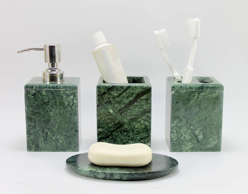 KLEO - Bathroom Accessory Set Made From Natural Stone - Bath Accessories Set Of 4 Includes Soap Dispenser, Toothbrush Holder, Toothpaste Holder And Soap Dish - Image 4