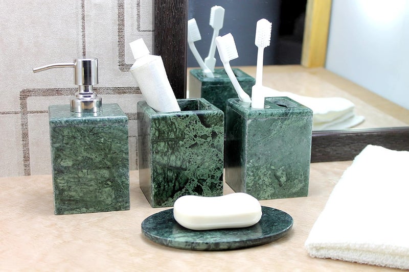 KLEO - Bathroom Accessory Set Made From Natural Stone - Bath Accessories Set Of 4 Includes Soap Dispenser, Toothbrush Holder, Toothpaste Holder And Soap Dish - Image 3