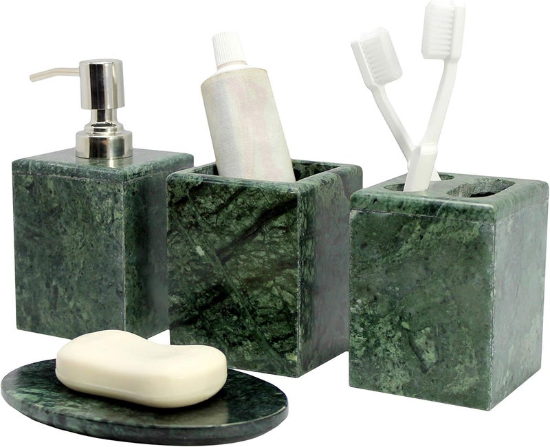 KLEO - Bathroom Accessory Set Made From Natural Stone - Bath Accessories Set Of 4 Includes Soap Dispenser, Toothbrush Holder, Toothpaste Holder And Soap Dish - Image 2