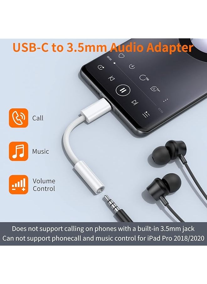 erorex - Headphone Adapter 2 Pack Usb C To 3.5Mm Headphone And Charger Adapter Type C To Aux Jack Dongle Cable With Fast Charging Compatible With Iphone Galaxy Ipad Pro - Image 1