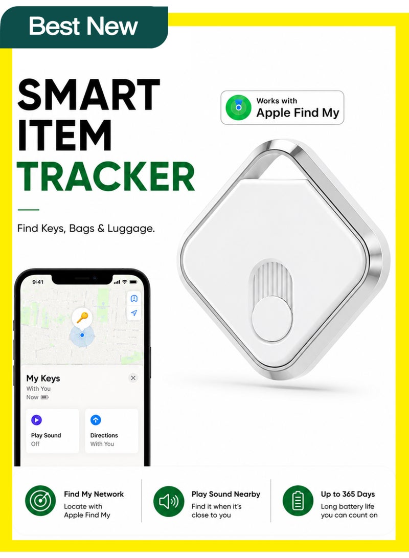MS MIN Smart Bluetooth Tracker Compatible with Apple Find My, Item Tracker for Keys, Bags & Wallets, Global Tracking via Apple Network, Replaceable Battery - Image 1