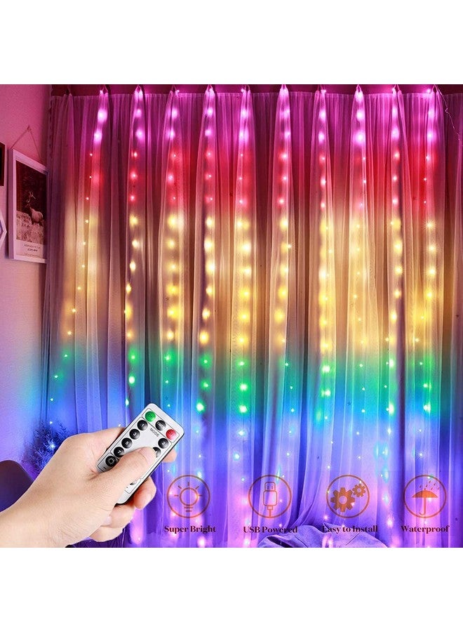 Gesto إضاءة خيوط LED ستارة USB 5V من جستو لتزيين المنزل - أضواء خرافية RGB مع جهاز تحكم عن بعد بـ 8 أوضاع | إضاءة معلقة لتزيين الغرفة، تزيين عيد الميلاد، تزيين الجدران، تزيين ديوالي (9.8x9.8 قدم) - Image 2
