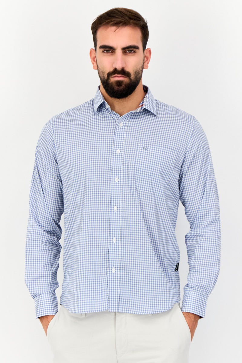 Kenneth Cole Men Spread Collar Long Sleeve Checkered Shirt, Multicolor - Image 1