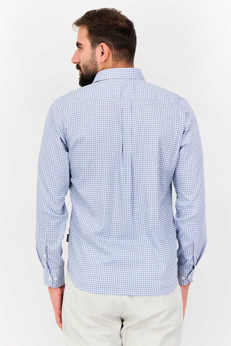 Kenneth Cole Men Spread Collar Long Sleeve Checkered Shirt, Multicolor - Image 3