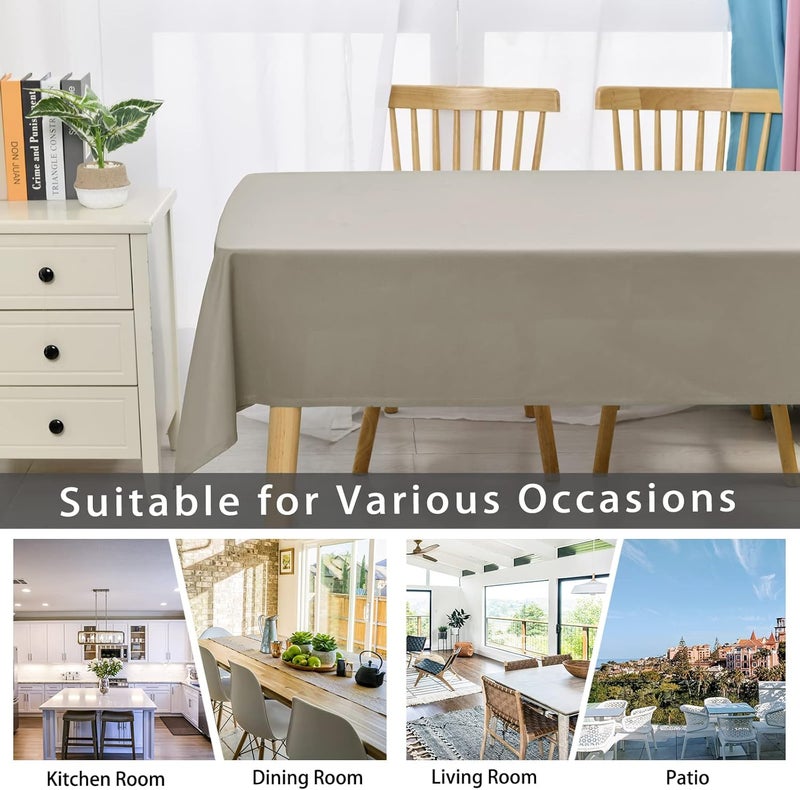 DWCN Taupe Tablecloth Outdoor Weatherproof 140 x 260 cm Stain Protection Washable Water-Repellent Table Linen Wipe Clean Waterproof Tablecloth for Dining Room, Garden, Party, Weddings or Household - Image 4