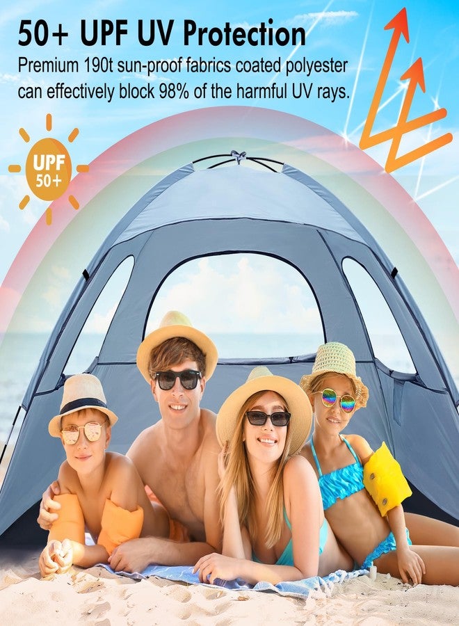 WhiteFang Beach Tent Anti-UV Portable Sun Shade Shelter for 4 Person, Extendable Floor with 3 Ventilating Mesh Windows Plus Carrying Bag, Stakes and Guy Lines (Sierra Blue) - Image 3