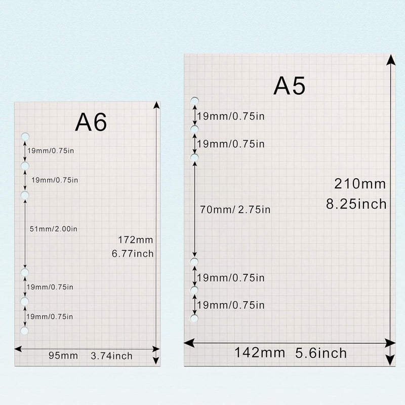 Toplive A5 Refill Paper, 3 Pack Thick 100GSM Squared Paper, 270 Pages for 6 Ring Binder Journal Notebook - Image 3