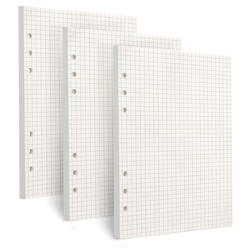 Toplive A5 Refill Paper, 3 Pack Thick 100GSM Squared Paper, 270 Pages for 6 Ring Binder Journal Notebook - Image 1