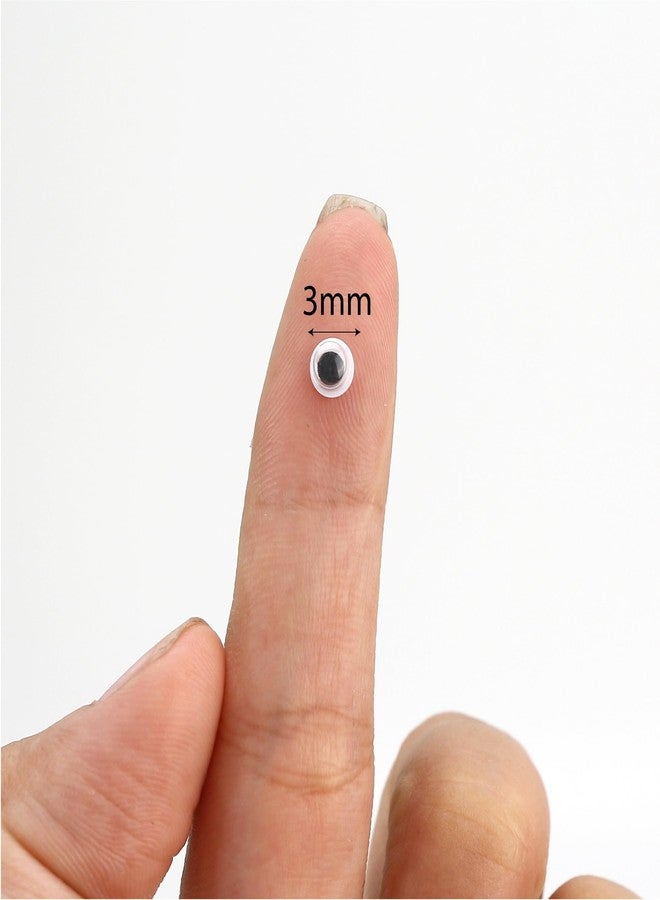 Marsrut 3mm Tiny Googly Eyes, Round Wobbly Wiggly Moving Mini Wiggle Plastic Safety Black Small Eyeballs Stickers for Crafts DIY Accessories, Animal Bear Doll & Toy Making, Scrapbooking, Art Classroom (2000) - Image 2