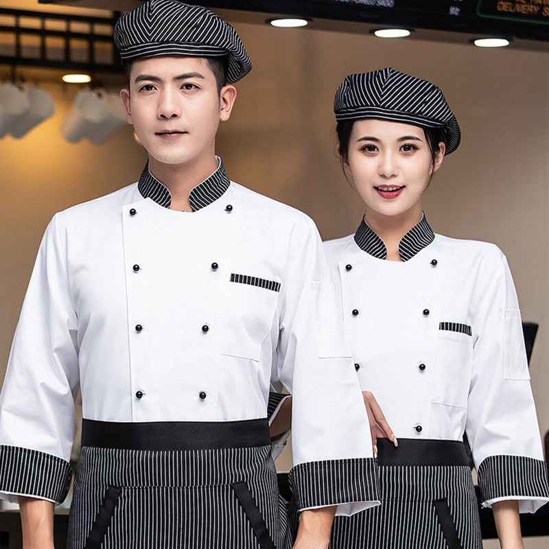 Chef Work Clothes Men'S Long-Sleeved Dining Kitchen Restaurant Cake Shop Baking Women'S Summer Breathable Short-Sleeved Chef Clothes - Image 1