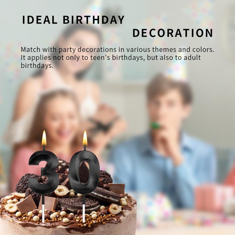 STARKET Black Birthday Candles For Cake 30 Candle 30 Birthday Candle 30 Candles For Birthday Cakes 30Th Birthday Candles 30Th Birthday Cake Topper Black Candles Birthday Dirty 30 Birthday Decorations For Her - Image 4