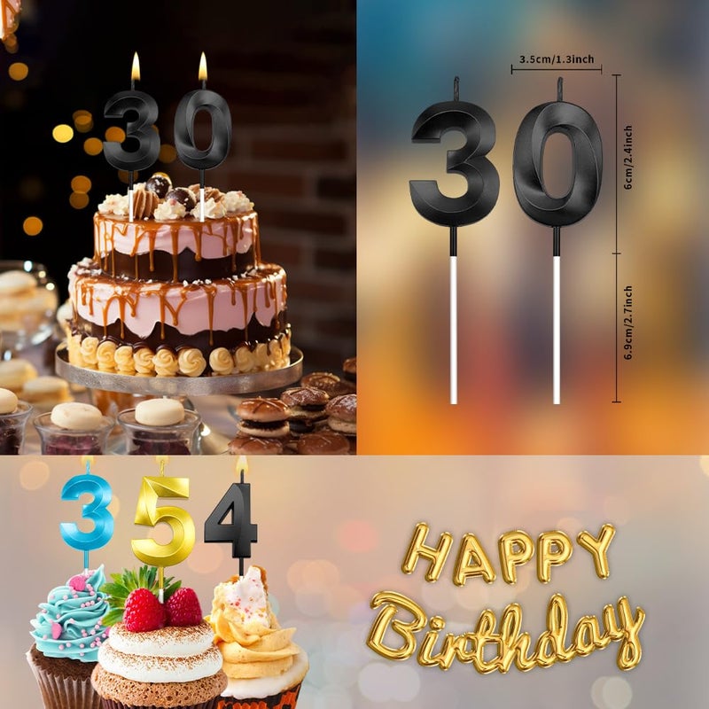 STARKET Black Birthday Candles For Cake 30 Candle 30 Birthday Candle 30 Candles For Birthday Cakes 30Th Birthday Candles 30Th Birthday Cake Topper Black Candles Birthday Dirty 30 Birthday Decorations For Her - Image 3