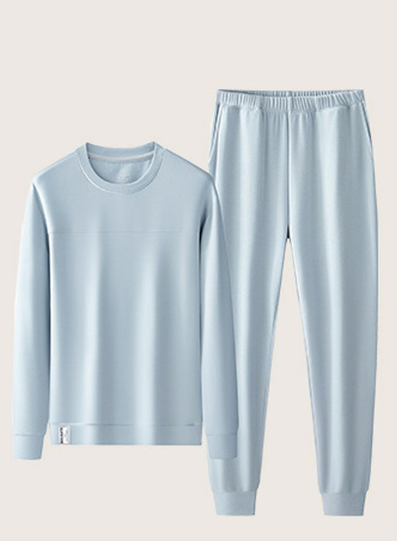 Loquat Womens Skin Friendly Thick Long Johns Fleese And Round Neck Thermal Underwear Set 2 Piece Cold Weather Base Layer Set Loungewear Dusty Blue - Image 2