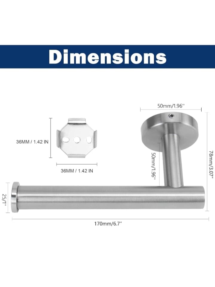 NISHWARE Bathroom Toilet Paper Holder, Premium SUS304 Stainless Steel Half Open Round Rustproof Wall Mounted Toilet Roll Holder for Bathroom, Kitchen and Washroom (Brushed Nickel, Pack of 2) - Image 5