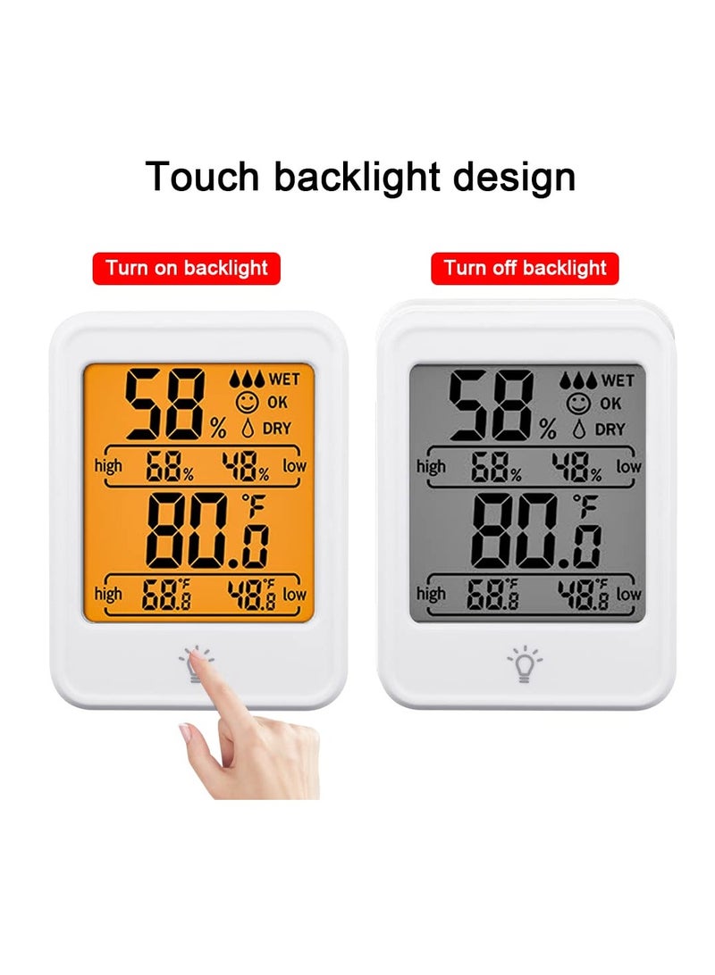 سيوسي جهاز قياس الرطوبة الرقمية مقياس الرطوبة مقياس حرارة داخل الغرفة مع شاشة خلفية لمسية بيضاء 【1 عبوة】 - Image 4