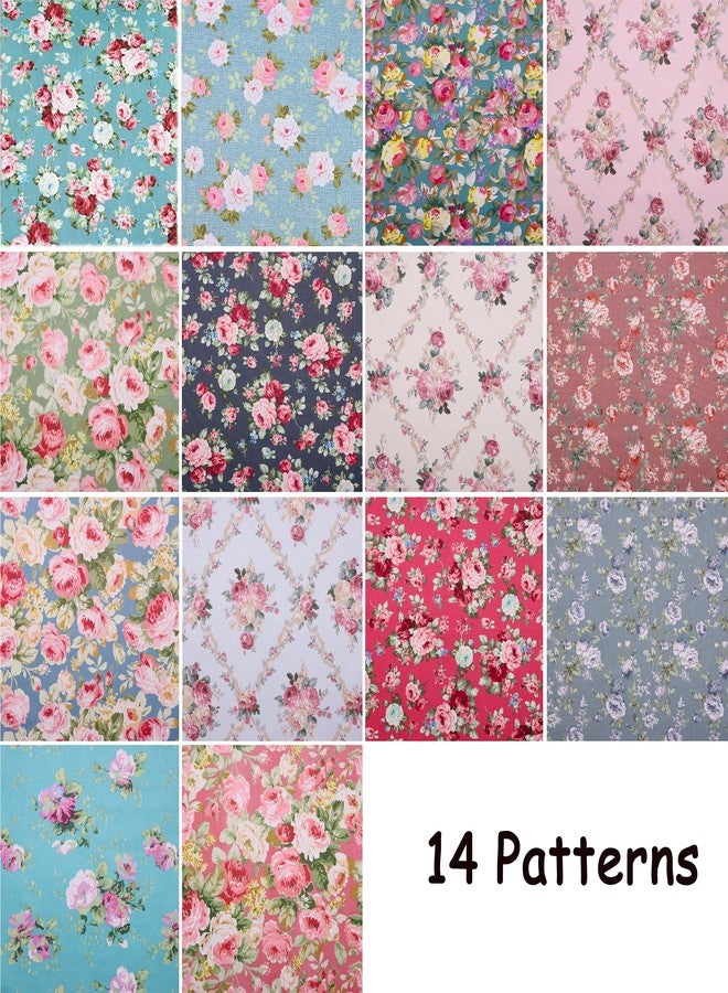 Hanjunzhao 14 Fat Quarters Bundle 18x22 inch - Pre-cut Cotton Quilting Fabric Squares - Quarter Yard Material -for Sewing, Quilting, Patchwork, and Holiday Halloween Christmas DIY Crafts -Retro Floral - Image 2