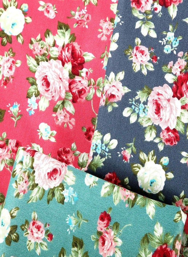 Hanjunzhao 14 Fat Quarters Bundle 18x22 inch - Pre-cut Cotton Quilting Fabric Squares - Quarter Yard Material -for Sewing, Quilting, Patchwork, and Holiday Halloween Christmas DIY Crafts -Retro Floral - Image 3
