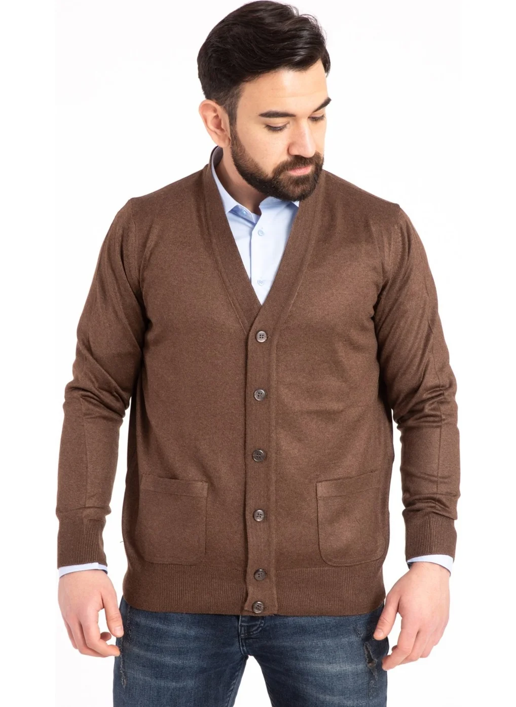 Mutlu City Men's Middle Age and Above Fine Wool Acrylic Knitwear Knit Buttoned Father's Cardigan 5100