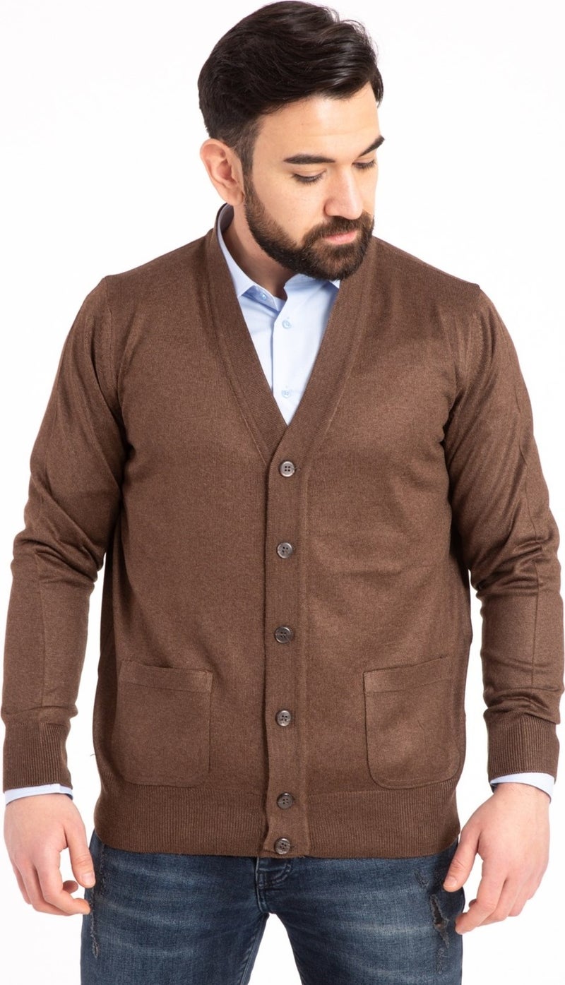 Mutlu City Men's Middle Age and Above Fine Wool Acrylic Knitwear Knit Buttoned Father's Cardigan 5100  - Image 1