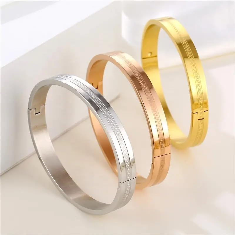MEENAZ Bracelet for Men brother boyfriend gents Fashion Silver Bracelet for Boys Stainless Steel stylish hand cuff Silver Kada for men Cuff accessories golden mens Bracelets open kada adjustable 596 - Image 3