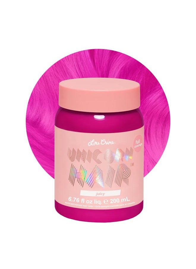 Lime Crime Full Coverage Unicorn Hair Dye, Juicy - Damage-Free Semi-Permanent Hair Color Conditions & Moisturizes - Temporary Hair Tint Kit Has A Sugary Citrus Vanilla Scent - Vegan  - Image 1