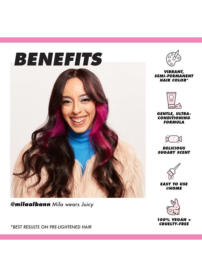 Lime Crime Full Coverage Unicorn Hair Dye, Juicy - Damage-Free Semi-Permanent Hair Color Conditions & Moisturizes - Temporary Hair Tint Kit Has A Sugary Citrus Vanilla Scent - Vegan  - Image 3