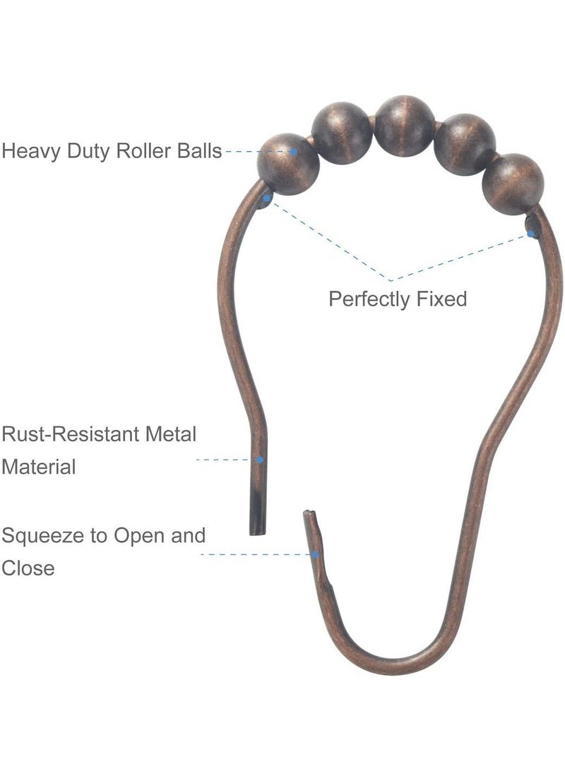Shower Curtain Rings, Set of 12, Rust-Resistant Metal Shower Hooks Ring Shower Rings for Curtain Rolling Shower Curtain Hooks for Bathroom Shower Rod Shower Curtain Hangers - Image 5