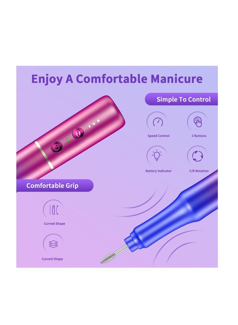 Excefore Cordless Electric Nail Drill, Portable Rechargeable Professional Nail Drill, Electric Nail Drill for Acrylic Gel Nails, Manicure Pedicure Polishing Shape Tools, for Home and Salon Use - Image 4