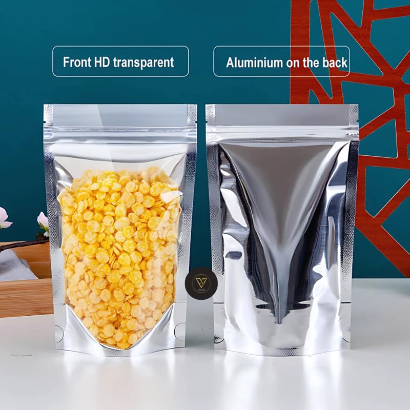 VELEXE Silver & Transparent Zip Lock Storage Stand Up Pouches | 120mm*170mm | 150 Grams | Pack of 200 | Reusable, Leakproof & Airtight Multi-Purpose Storage Pouches with Self Sealing Technology - Image 4