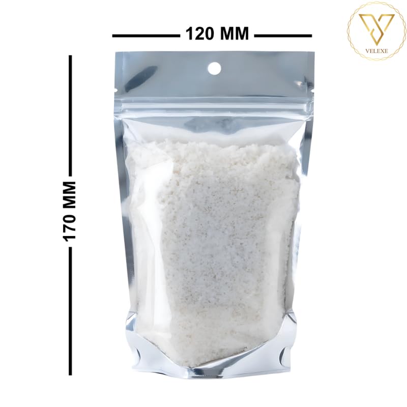 VELEXE Silver & Transparent Zip Lock Storage Stand Up Pouches | 120mm*170mm | 150 Grams | Pack of 200 | Reusable, Leakproof & Airtight Multi-Purpose Storage Pouches with Self Sealing Technology - Image 3